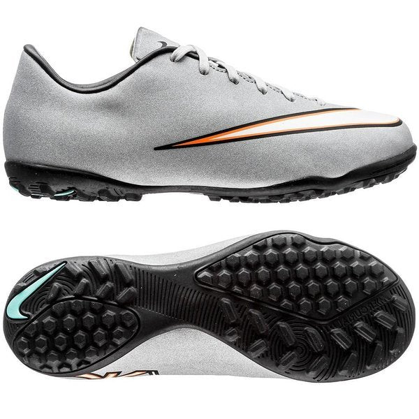 Botas de fútbol Nike JR Mercurial Victory V CR7 TF para niños Plata/Turquesa/Negro