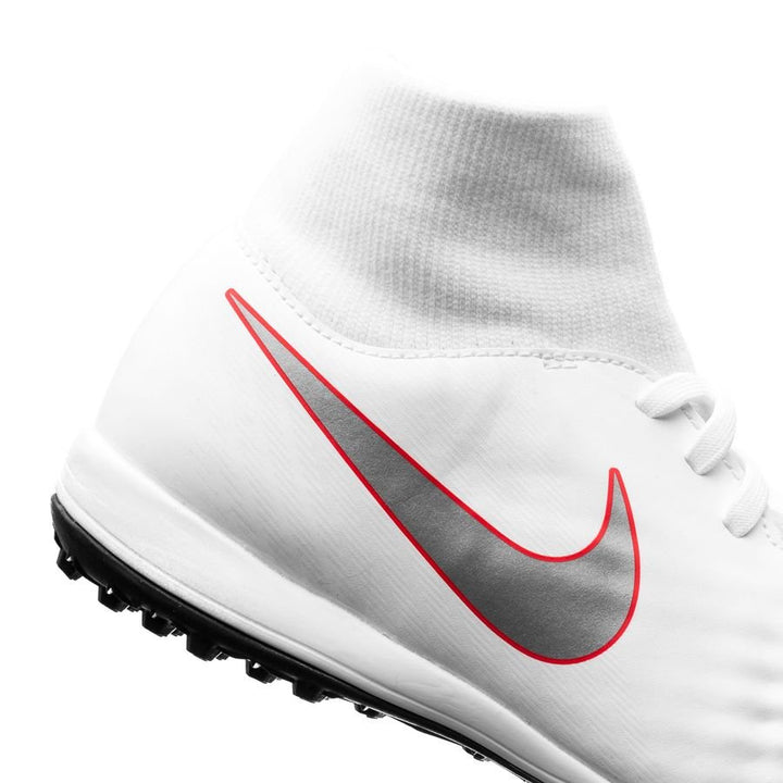 Botas de fútbol Nike JR ObraX 2 Academy TF para niños Blanco/Gris/Carmesí