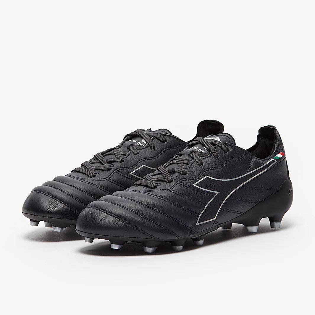 Diadora Brasil Elite Tech Italia Tech FG LPX Firm Grund Football Boots Anthracite Black/Silver