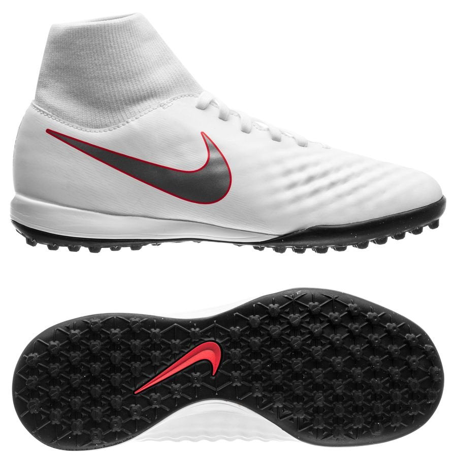 Botas de fútbol Nike JR ObraX 2 Academy TF para niños Blanco/Gris/Carmesí