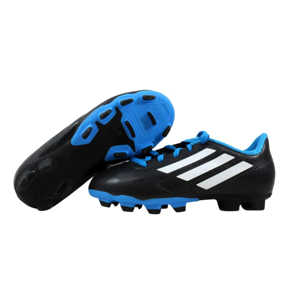 Botas de fútbol adidas Conquisto FG J para niños, color negro y azul