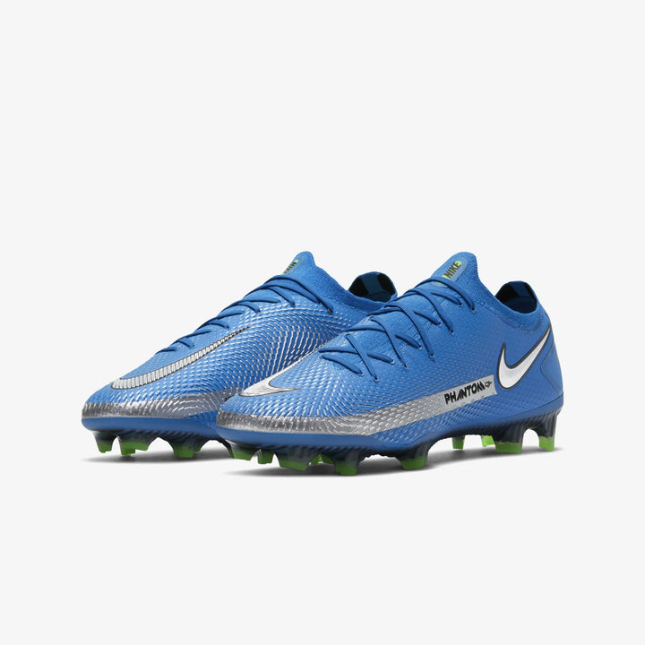 Botas de fútbol para superficies firmes Nike Phantom GT Elit FG Azul/Plata/Verde