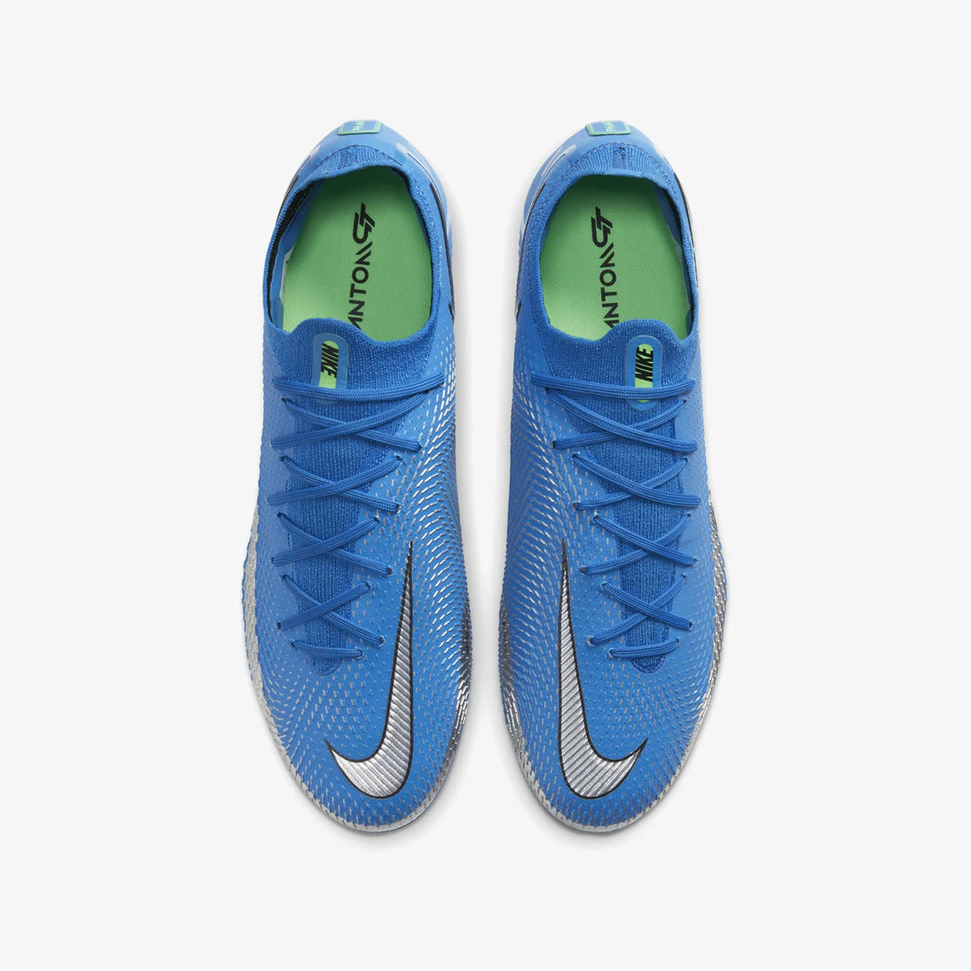 Botas de fútbol para superficies firmes Nike Phantom GT Elit FG Azul/Plata/Verde