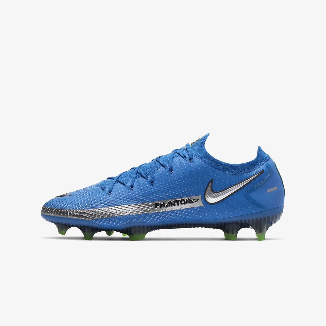 Botas de fútbol para superficies firmes Nike Phantom GT Elit FG Azul/Plata/Verde