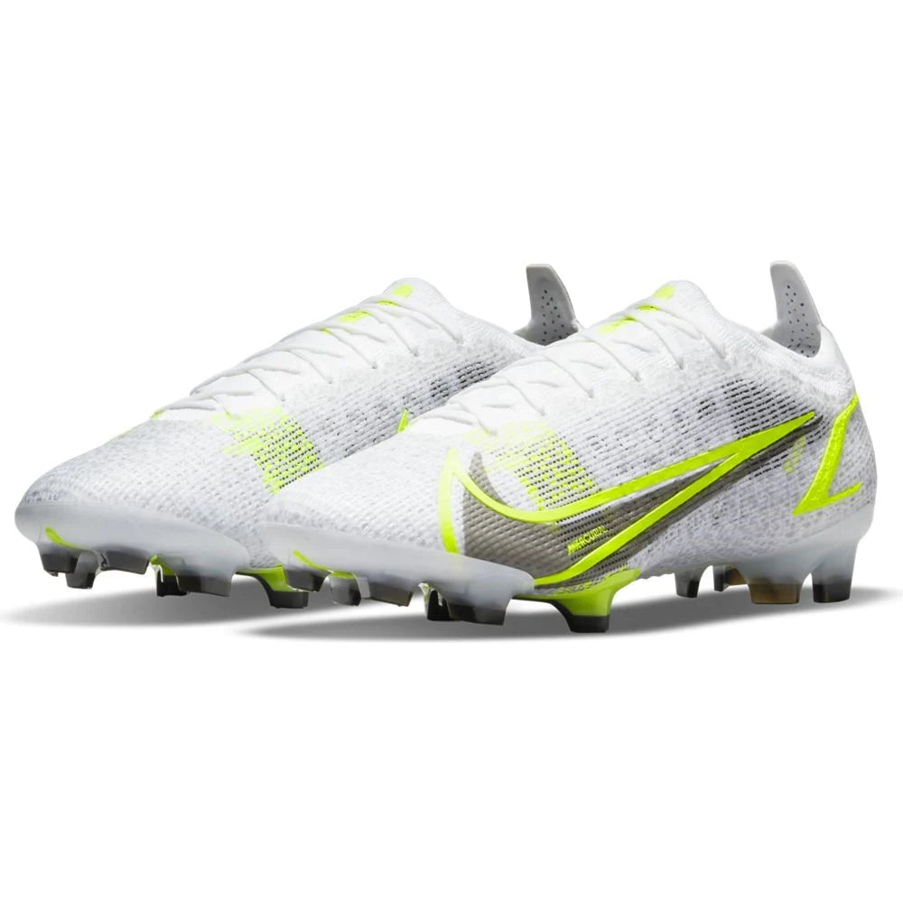 Botas de fútbol para terreno firme Nike Mercurial Vapor 14 Elite FG Blanco/Negro/Plata/Voltio