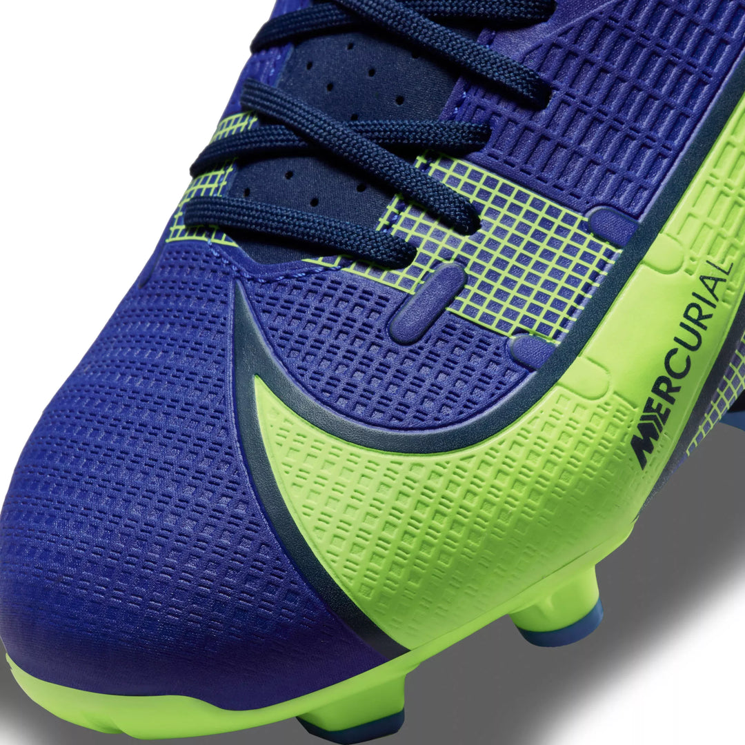Botas de fútbol para terreno firme Nike JR Mercurial Vapor 14 Academy FG para niños Lapislázuli/Voltio/Azul vacío