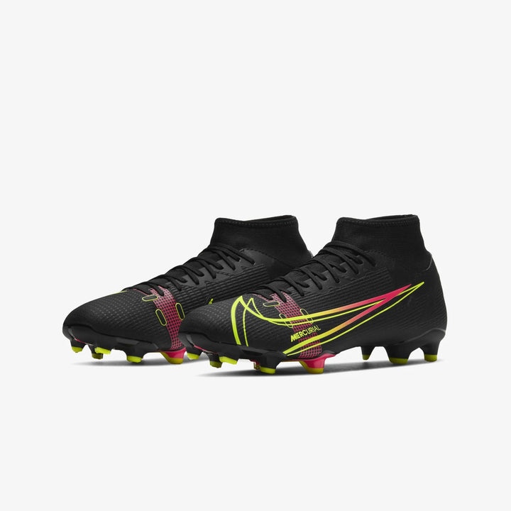 Botas de fútbol para terreno firme Nike Mercurial Superfly 8 Academy FG Negro/Cyber/Negro