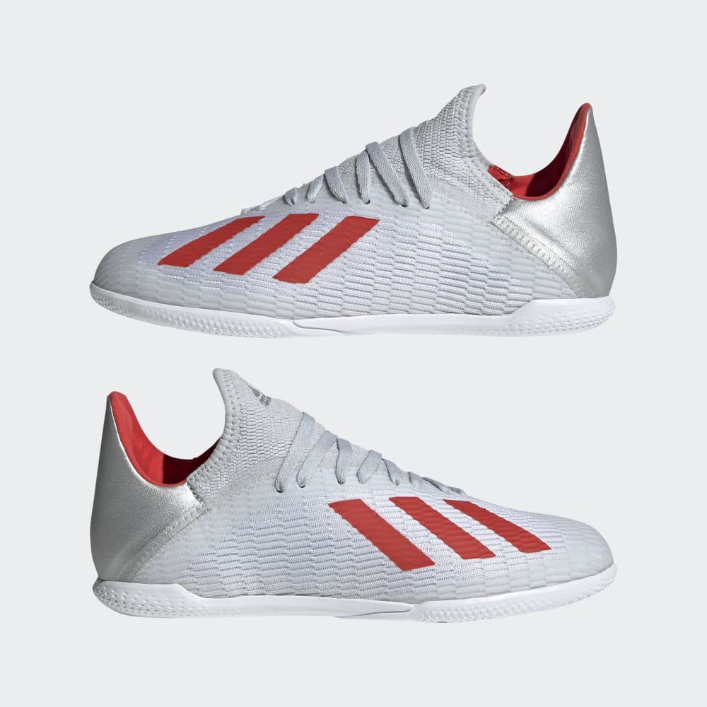 Botas de fútbol sala adidas X 19.3 IN J Plata metalizado/Rojo