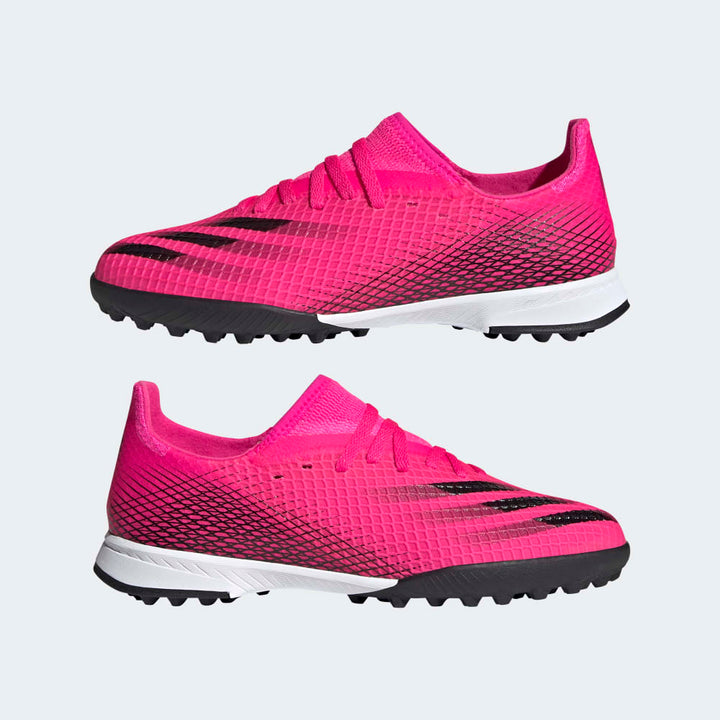 Botas de fútbol adidas X Ghosted 3 TF J para niños rosa/negro/blanco