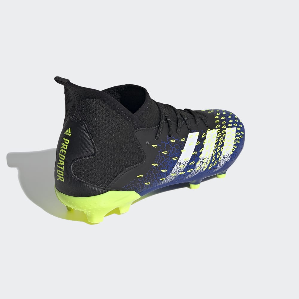 Botas de fútbol para terreno firme adidas Predator Freak 3 FG J para niños Negro/Blanco/Amarillo