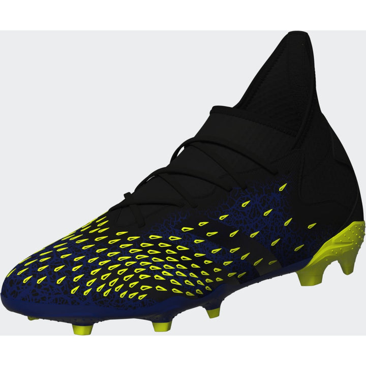 Botas de fútbol para terreno firme adidas Predator Freak 3 FG J para niños Negro/Blanco/Amarillo