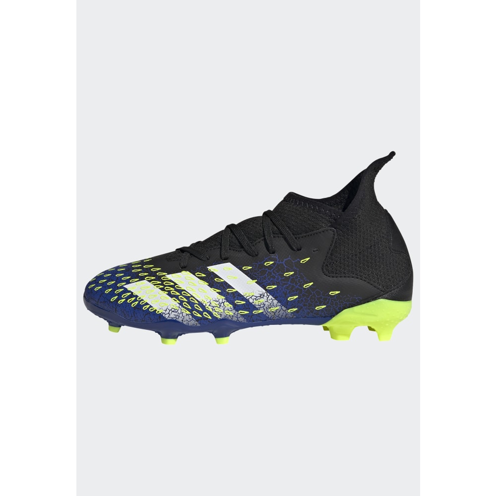 Botas de fútbol para terreno firme adidas Predator Freak 3 FG J para niños Negro/Blanco/Amarillo