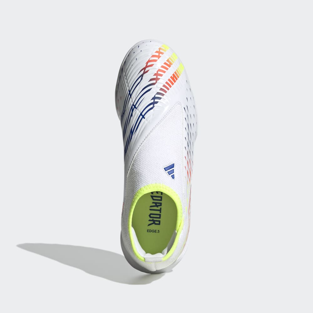 Botas de fútbol para césped adidas Predator Edge 3 Laceless TF J para niños, color blanco