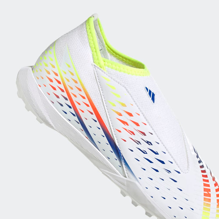 Botas de fútbol para césped adidas Predator Edge 3 Laceless TF J para niños, color blanco