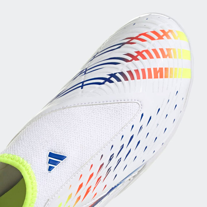 Botas de fútbol para césped adidas Predator Edge 3 Laceless TF J para niños, color blanco