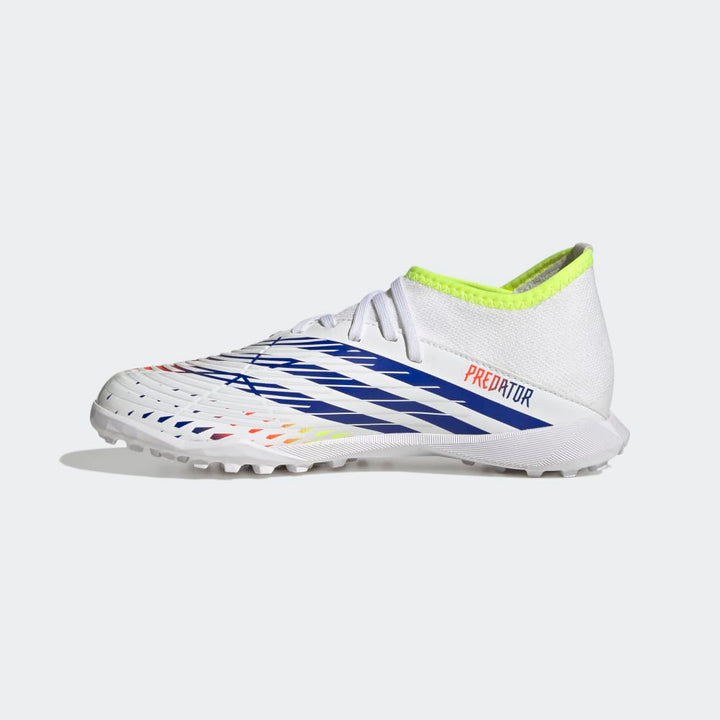 adidas Kid's Predator Edge.3 Turf Boots White/Yellow/Blue