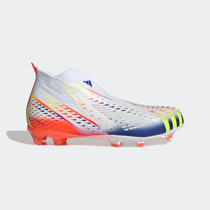 Botas de terreno firme adidas Predator Edge+ FG J para niños Blanco/Amarillo/Rojo