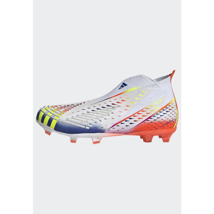 Botas de terreno firme adidas Predator Edge+ FG J para niños Blanco/Amarillo/Rojo