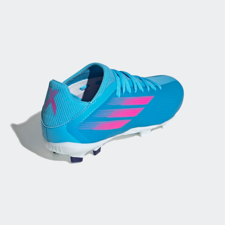 Botas de terreno firme adidas X Speedflow 3 FG J para niños Sky Rush/Rosa