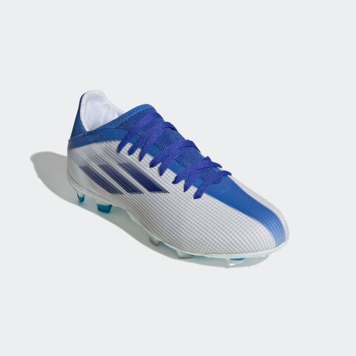 Botas de fútbol adidas X Speedflow 3 FG J para niños Blanco/Índigo/Azul