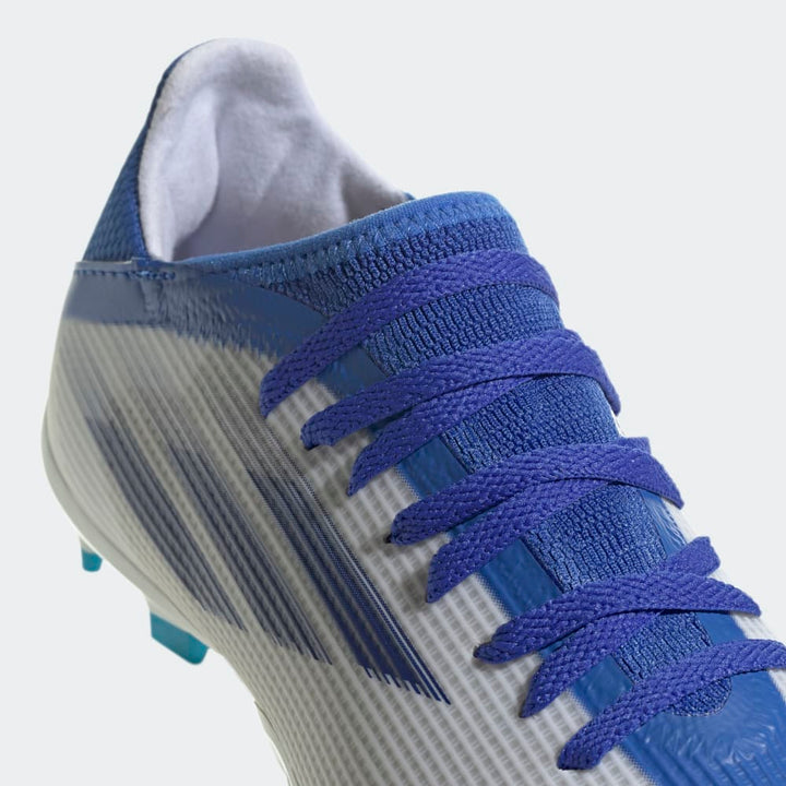 Botas de fútbol adidas X Speedflow 3 FG J para niños Blanco/Índigo/Azul