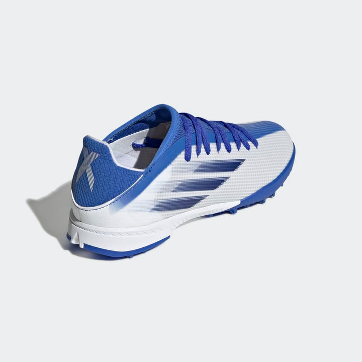 Zapatos de fútbol adidas X Speed ​​Flow.3 TF J para niños, color blanco y azul