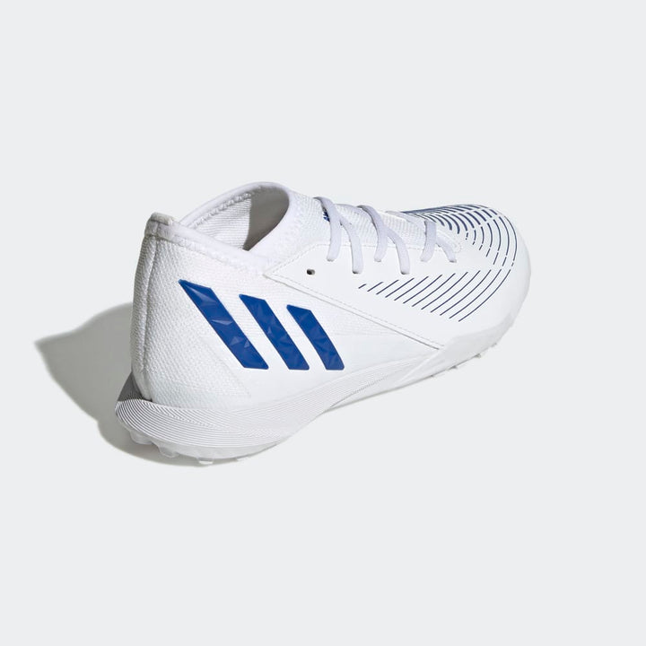 Botas de fútbol adidas Predator Edge 3 TF J para niños, color blanco y azul