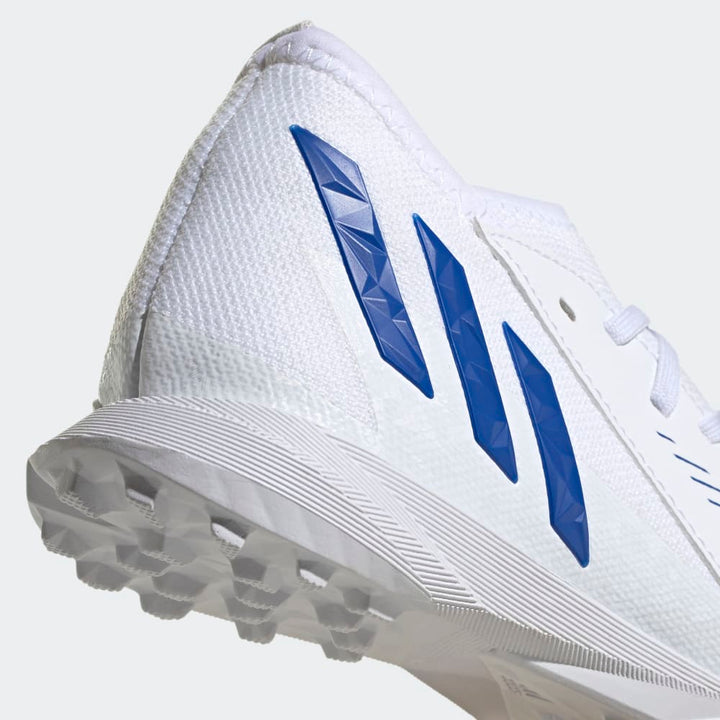 Botas de fútbol adidas Predator Edge 3 TF J para niños, color blanco y azul