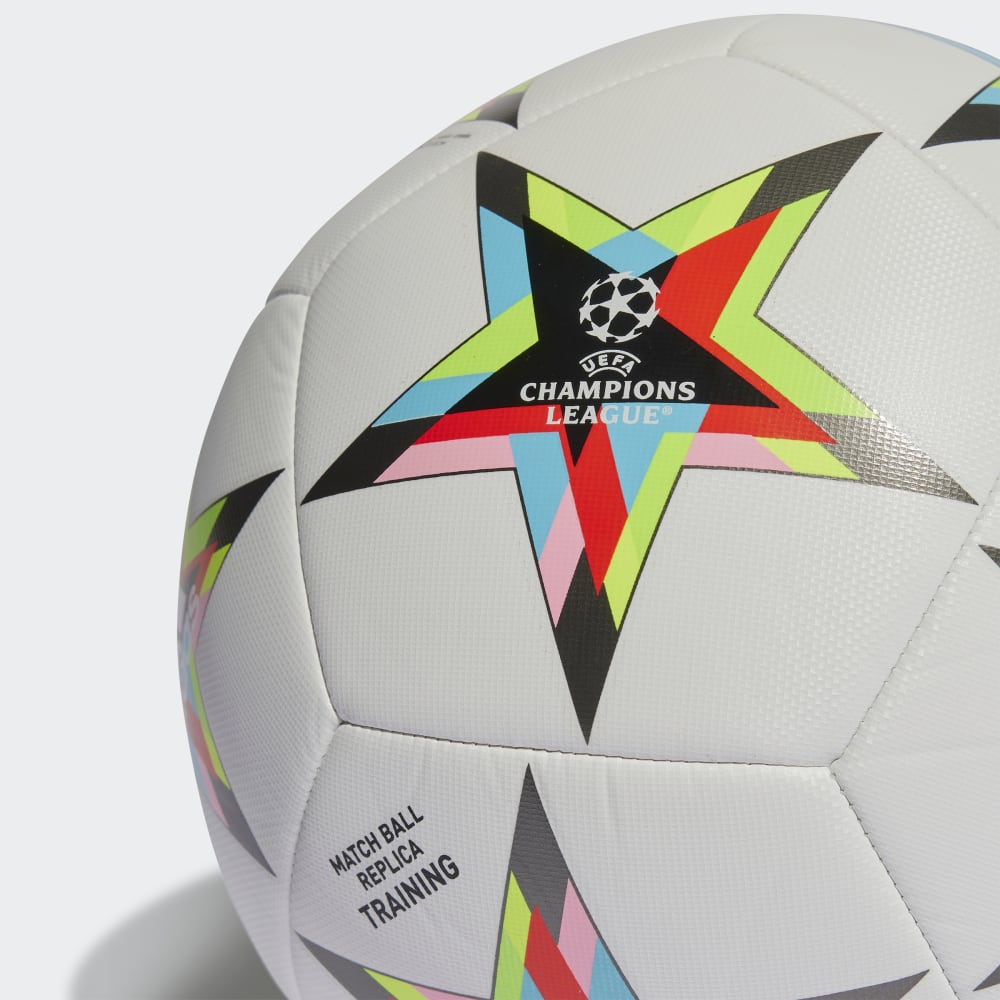 Balón de fútbol de entrenamiento adidas UEFA Champions League blanco/plateado