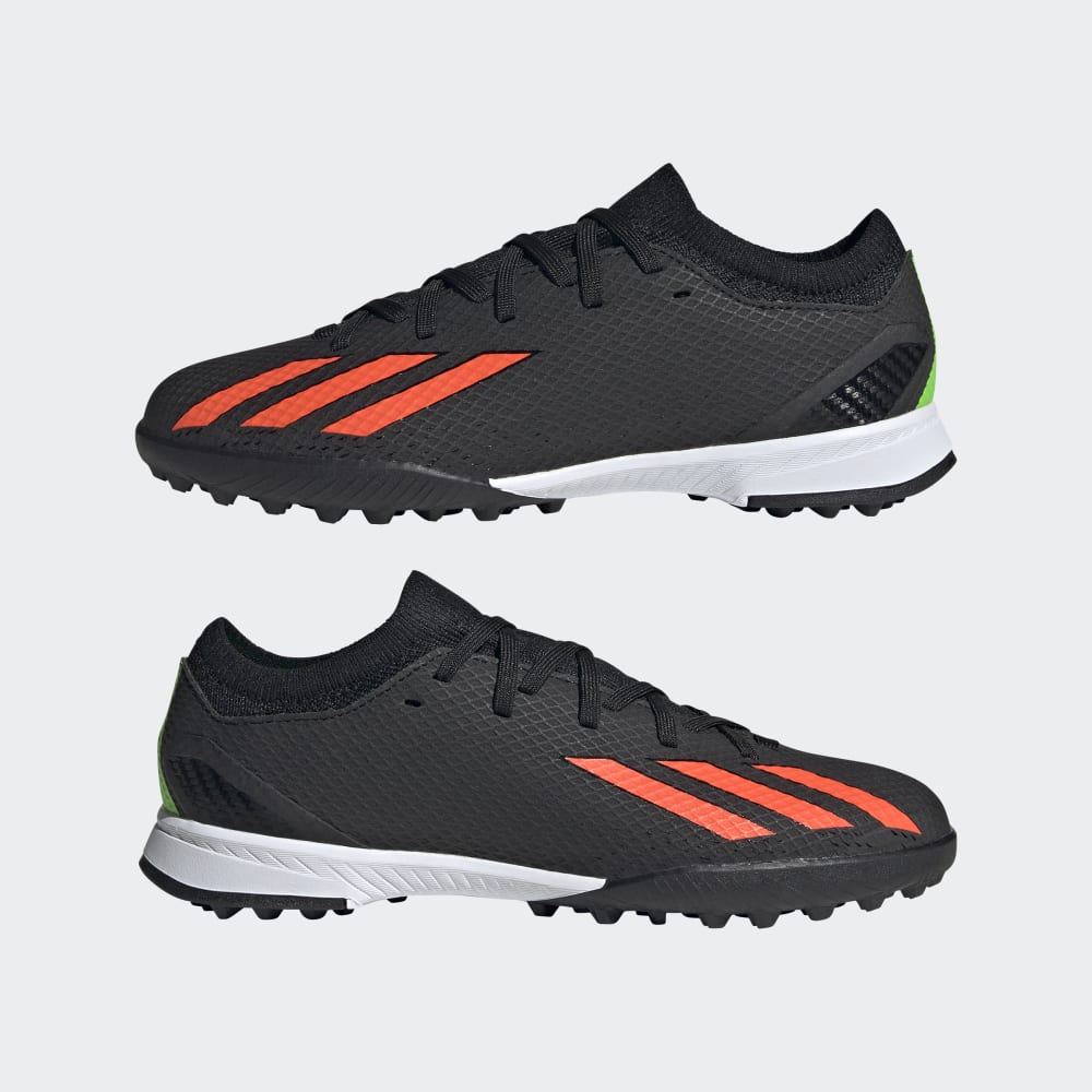 Botas de fútbol adidas X Speed ​​Portal 3 TF J para niños, color negro y rojo