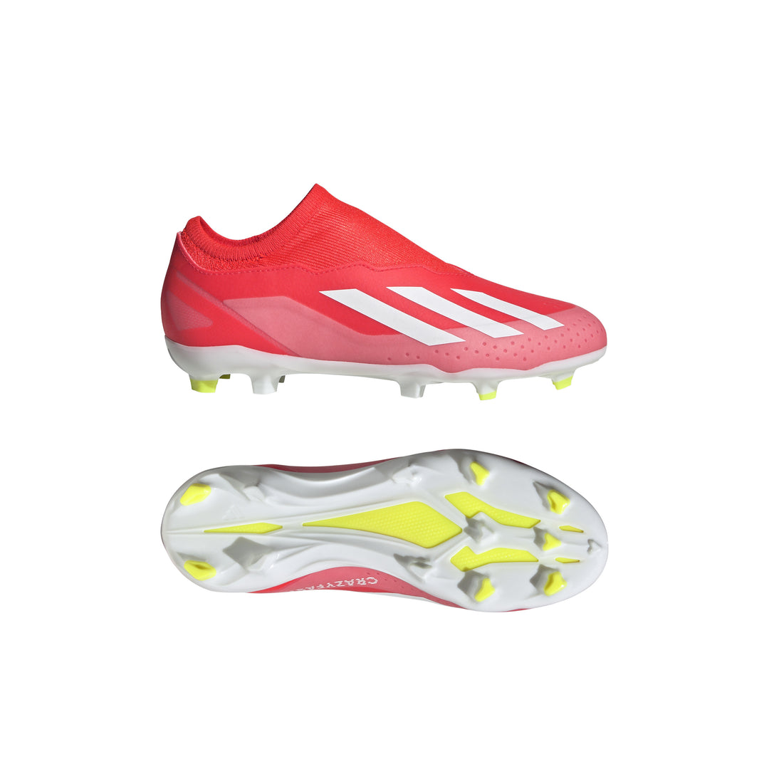 Botas de fútbol para terreno firme adidas X Crazyfast League Laceless FG para niños