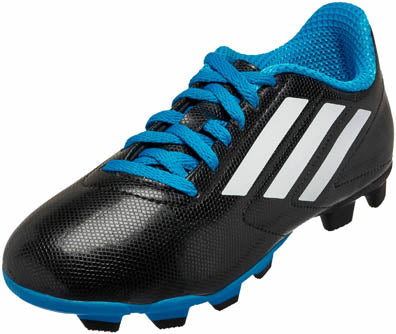 Botas de fútbol adidas Conquisto FG J para niños, color negro y azul