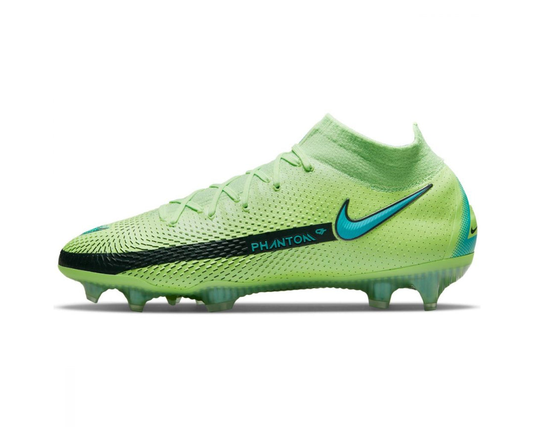 Botas de fútbol para terreno firme Nike Phantom GT Elite DF FG Lima brillante/Aguamarina