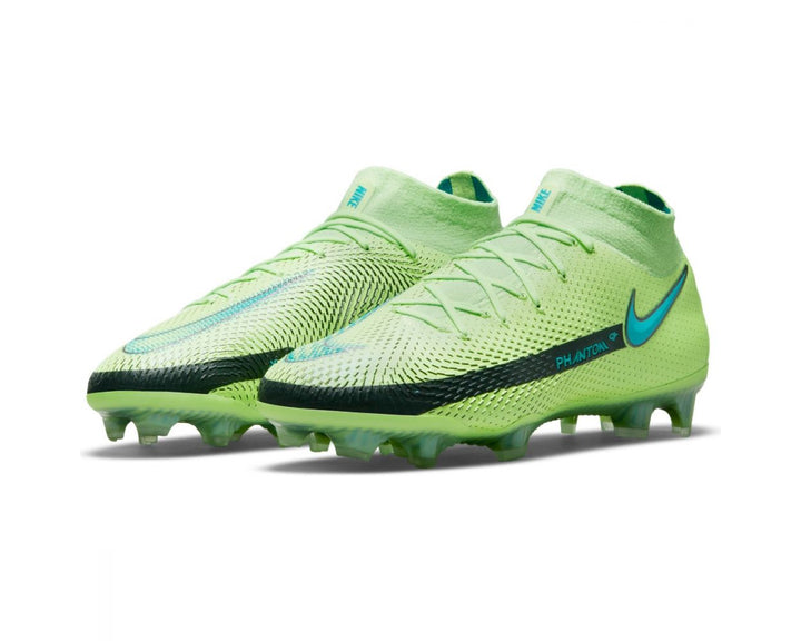 Botas de fútbol para terreno firme Nike Phantom GT Elite DF FG Lima brillante/Aguamarina