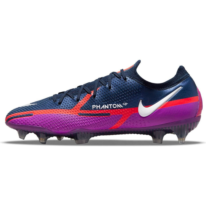 Botas de fútbol para superficies firmes Nike Phantom GT2 Elite FG Azul marino/Blanco/Morado