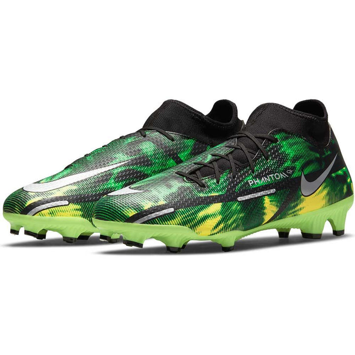 Botas de fútbol para superficies firmes Nike Phantom GT2 Academy DF Shockwave FG Negro/Platino/Verde