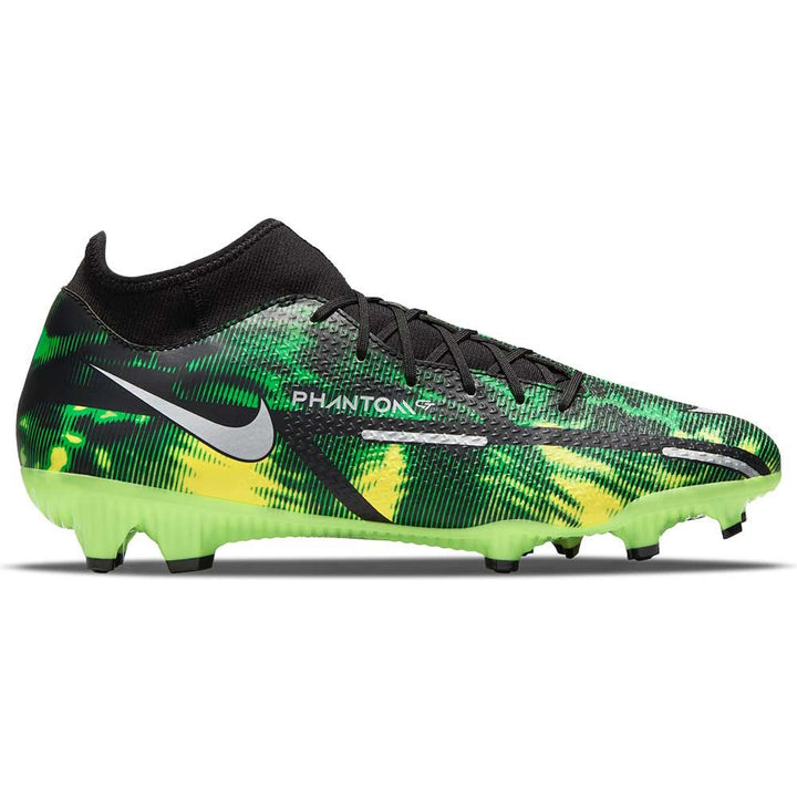 Botas de fútbol para superficies firmes Nike Phantom GT2 Academy DF Shockwave FG Negro/Platino/Verde