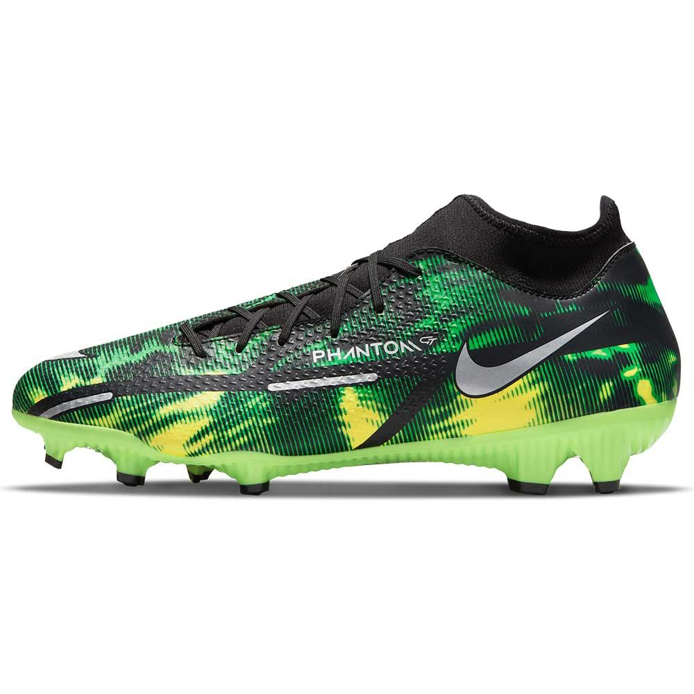 Botas de fútbol para superficies firmes Nike Phantom GT2 Academy DF Shockwave FG Negro/Platino/Verde