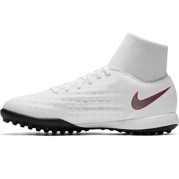 Botas de fútbol Nike JR ObraX 2 Academy TF para niños Blanco/Gris/Carmesí