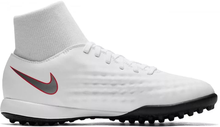 Botas de fútbol Nike JR ObraX 2 Academy TF para niños Blanco/Gris/Carmesí