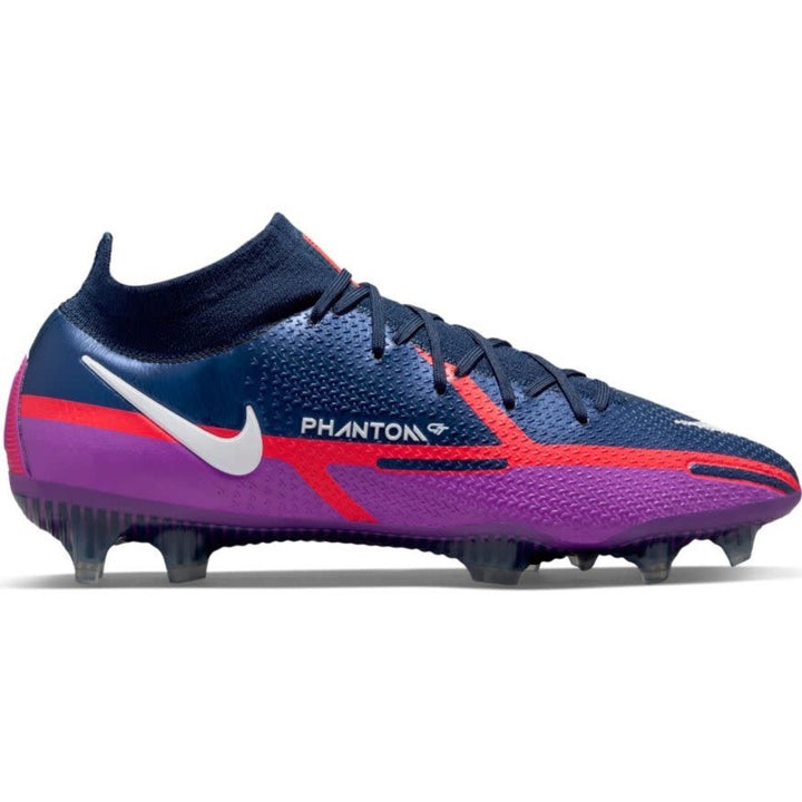 Botas de fútbol para superficies firmes Nike Phantom GT2 Elite FG Azul marino/Blanco/Morado 