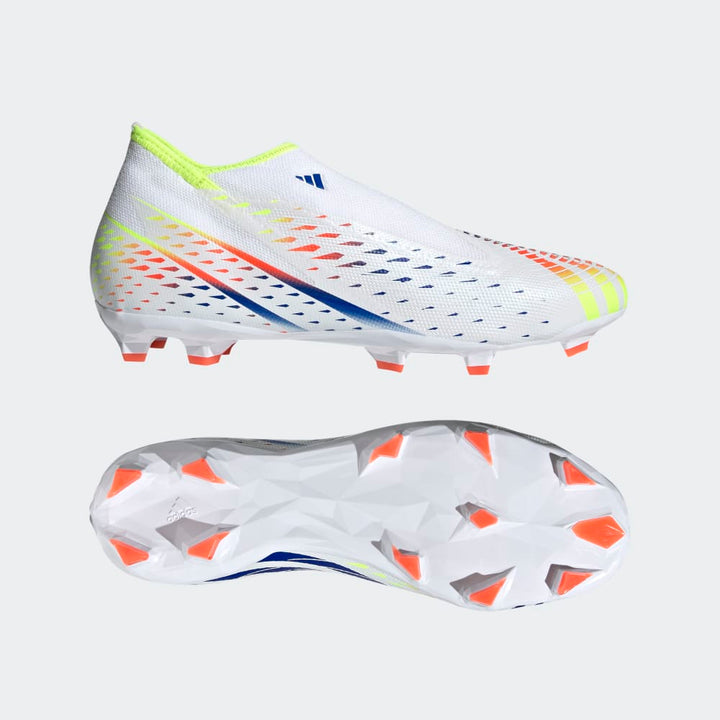 Botas de fútbol para terreno firme adidas Predator Edge 3 Laceless FG Blanco/Amarillo/Azul