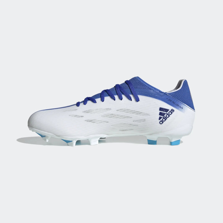 Botas de fútbol para terreno firme adidas X Speed ​​Flow 3 FG Blanco nube / Indigo legado / Azul alta resolución