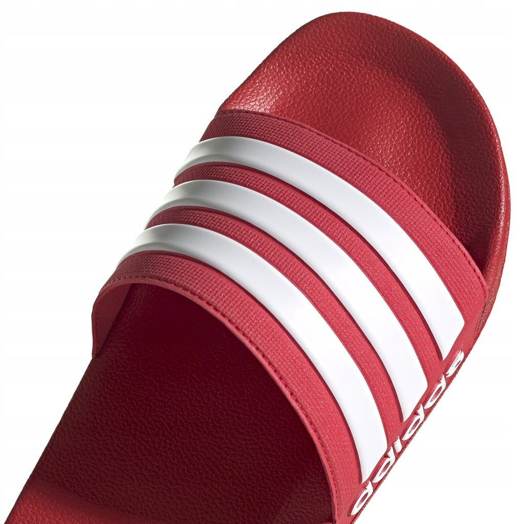 Chanclas de ducha adidas Adilette para hombre, color rojo y blanco