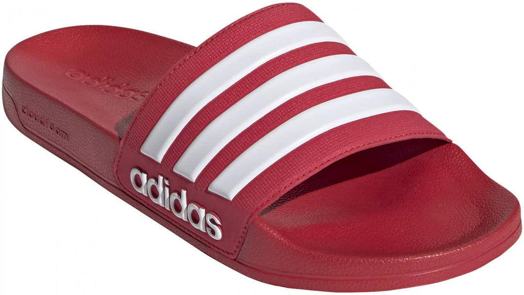 Chanclas de ducha adidas Adilette para hombre, color rojo y blanco