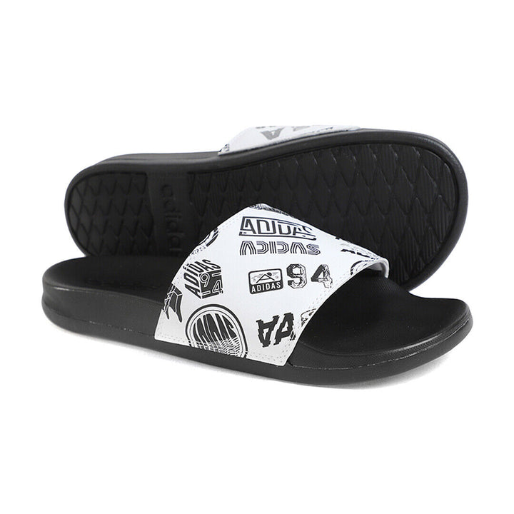 Chanclas adidas Adilette Comfort para hombre, color blanco y negro